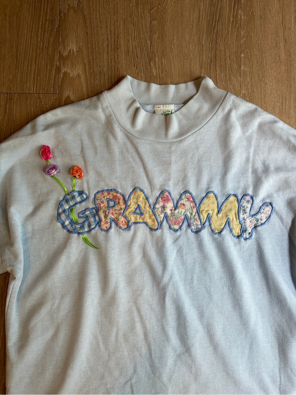 Vintage Light Blue 'Grammy' Embroidered Crewneck Sweatshirt